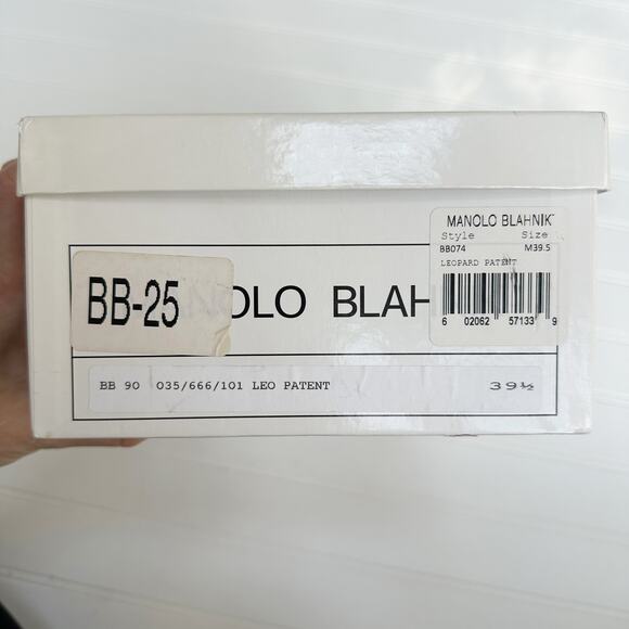 Manolo Blahnik Leopard Print Patent Leather Stiletto Pumps Heels 39.5 90mm - Picture 9 of 11